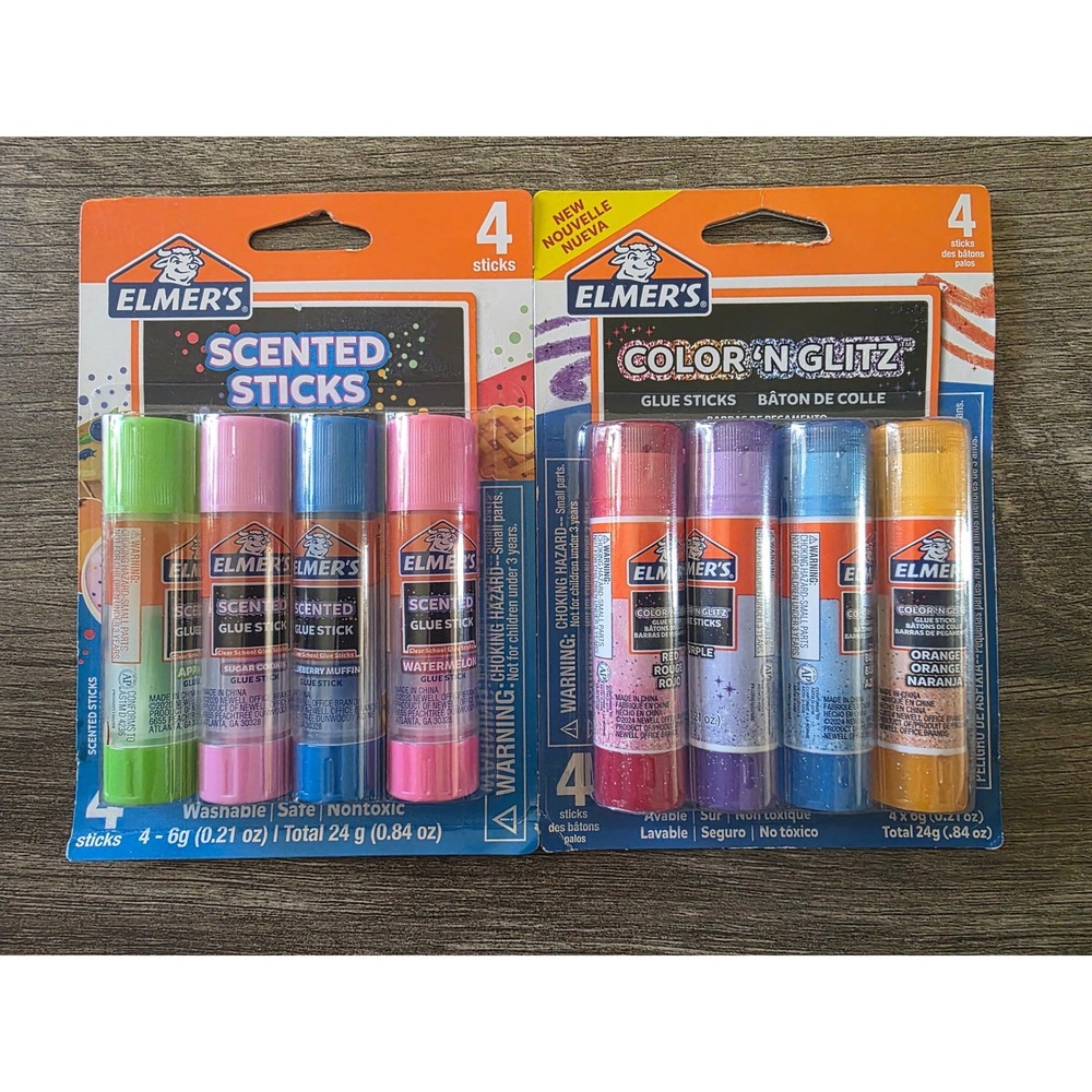 Elmer's Scented Glue Sticks and Color 'n Glitz Glitter Glue Sticks 8 Pack Bundle